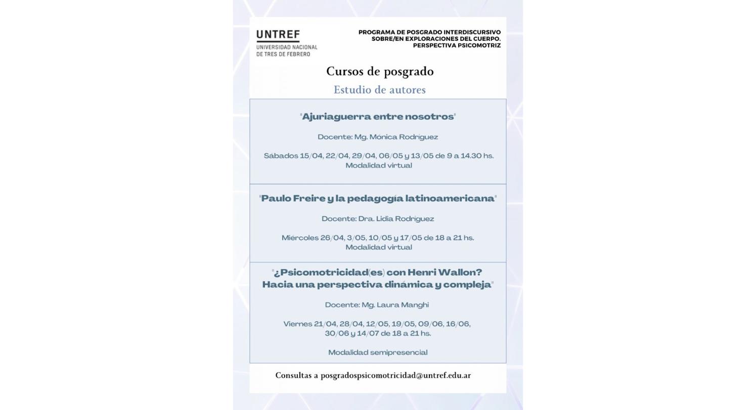 Flyer Posgrado Interdiscursivo: En Exploraciones Del Cuerpo en la Perspectiva Psicomotriz